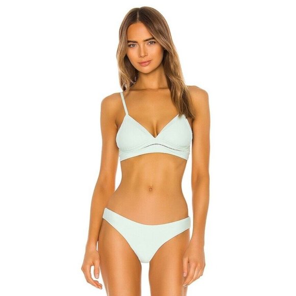 PQ X REVOLVE Stitched Kylie Halter Bikini Top Mint Green Pastel - Picture 1 of 5